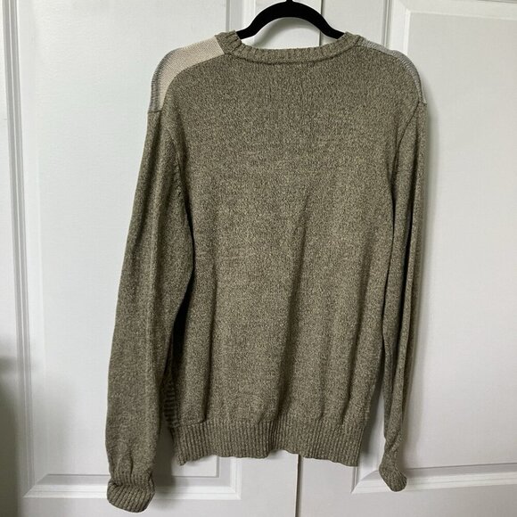 Vintage Geoffrey Beene Sweater Mens M Cotton Patchwork Grandpa Neutral Cabin - Picture 6 of 6